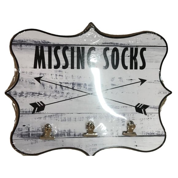 Socks Missing Socks Holder Sign Hanger Laundry Room Helper New In Plastic - Picture 1 of 4